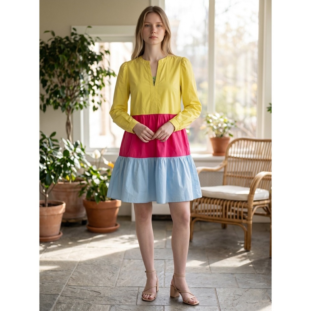 THML‎ Blue Pink And Yellow Tiered Flowy Dress Size XS